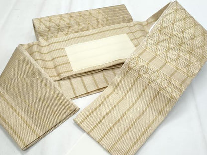 平和屋着物＊夏物　ワンタッチつけ帯　組織　菱間道　金糸　正絹　逸品　CABJ4451fb