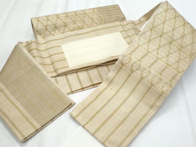 平和屋着物＊夏物　ワンタッチつけ帯　組織　菱間道　金糸　正絹　逸品　CABJ4451fb