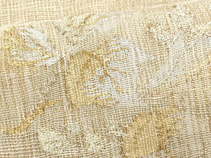平和屋着物＊夏物　ワンタッチつけ帯　櫛織　枝葉文　金糸　正絹　逸品　CABJ4452fb