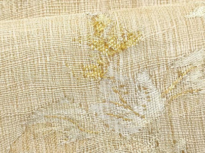 平和屋着物＊夏物　ワンタッチつけ帯　櫛織　枝葉文　金糸　正絹　逸品　CABJ4452fb