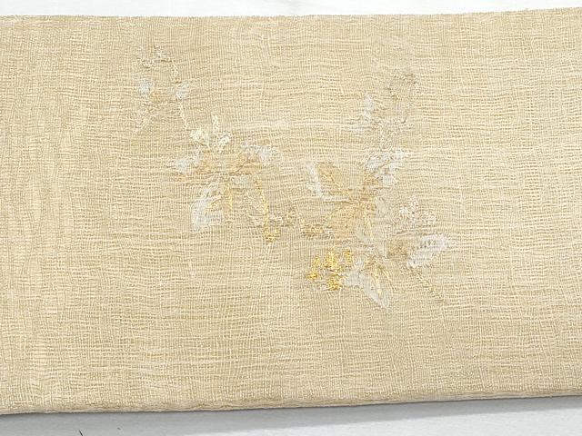 平和屋着物＊夏物　ワンタッチつけ帯　櫛織　枝葉文　金糸　正絹　逸品　CABJ4452fb
