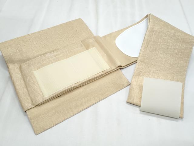 平和屋着物＊夏物　ワンタッチつけ帯　櫛織　枝葉文　金糸　正絹　逸品　CABJ4452fb