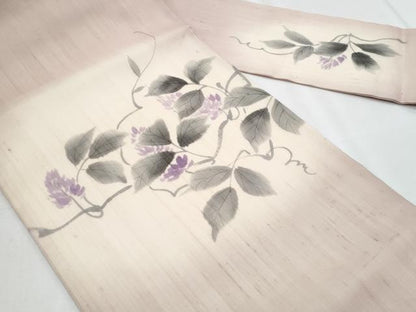 平和屋着物＊夏物　九寸名古屋帯　作家物　手描き　枝花文　正絹　逸品　CABJ4454fb