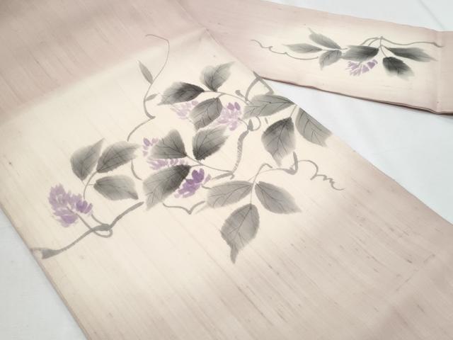 平和屋着物＊夏物　九寸名古屋帯　作家物　手描き　枝花文　正絹　逸品　CABJ4454fb
