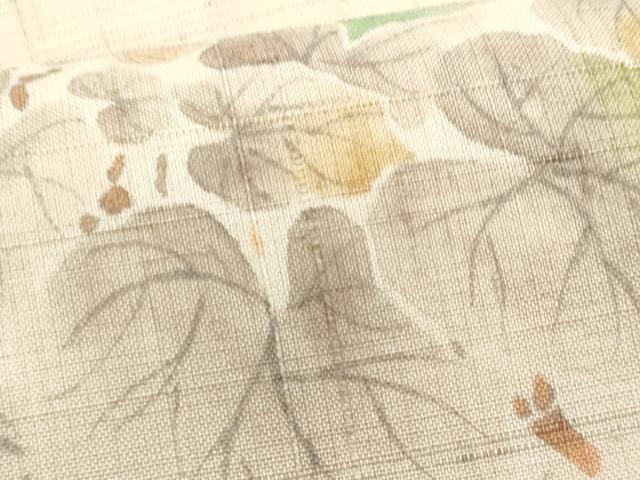 平和屋着物＊夏物　九寸名古屋帯　手描き　トンボ　枝葉文　正絹　逸品　CABJ4455fb