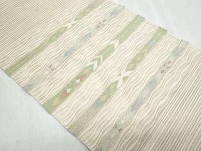 平和屋着物＊夏物　八寸名古屋帯　絽綴れ　横段吉祥文　金銀糸　正絹　逸品　CABJ4457fb