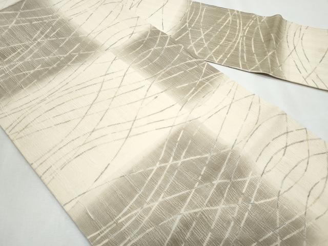 平和屋着物＊夏物　全通柄　九寸名古屋帯　よろけ縞　正絹　逸品　CABJ4458fb
