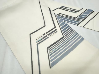 平和屋着物＊夏物　九寸名古屋帯　螺鈿　幾何学文様　銀彩　正絹　逸品　CABJ4465fb