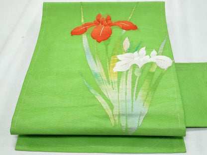 平和屋着物＊夏物　九寸名古屋帯　杜若　金銀糸　正絹　逸品　CABJ4469fb