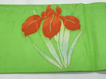 平和屋着物＊夏物　九寸名古屋帯　杜若　金銀糸　正絹　逸品　CABJ4469fb