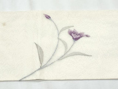 平和屋着物＊夏物　九寸名古屋帯　枝花文　銀糸　正絹　逸品　CABJ4470fb