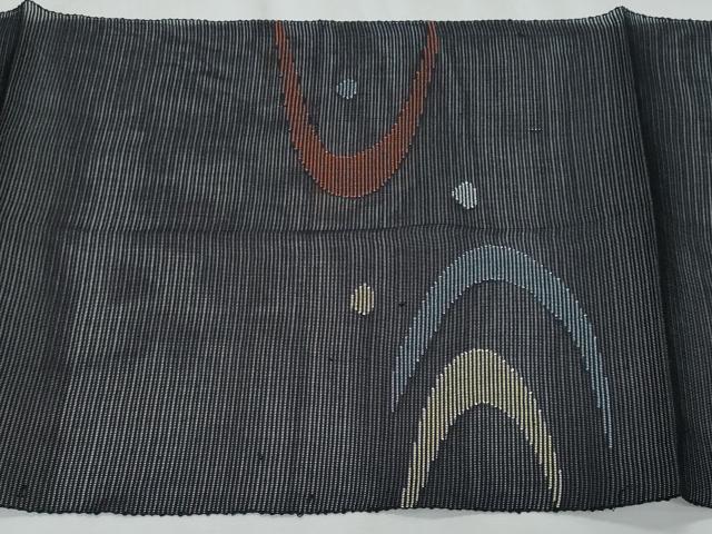 平和屋着物＊夏物　八寸名古屋帯　流水文　黒地　正絹　逸品　CABJ4471fb