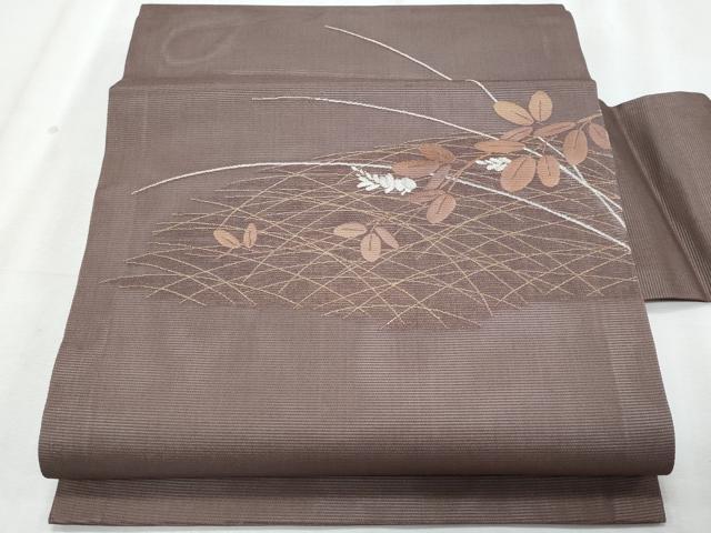 平和屋着物＊夏物　九寸名古屋帯　萩　金銀糸　正絹　逸品　CABJ4473fb