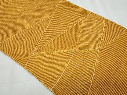 平和屋着物＊夏物　八寸名古屋帯　切嵌文　山吹茶色　正絹　逸品　CABJ4474fb