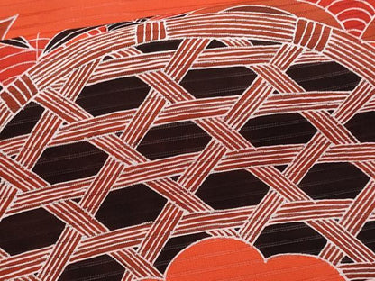 平和屋着物＊夏物　塩瀬　九寸名古屋帯　刺繍　籬青海波枝葉文　正絹　逸品　CABJ4475fb