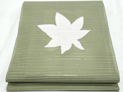 平和屋着物＊夏物　八寸名古屋帯　絽綴れ　楓　銀糸　正絹　逸品　CABJ4476fb