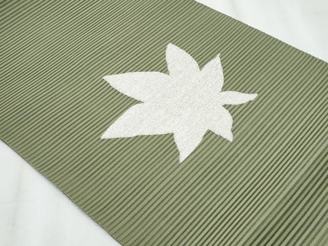 平和屋着物＊夏物　八寸名古屋帯　絽綴れ　楓　銀糸　正絹　逸品　CABJ4476fb