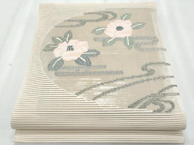平和屋着物＊夏物　八寸名古屋帯　絽綴れ　流水椿　金銀糸　正絹　逸品　CABJ4477fb