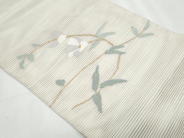 平和屋着物＊夏物　八寸名古屋帯　絽綴れ　枝花文　金糸　正絹　逸品　CABJ4478fb