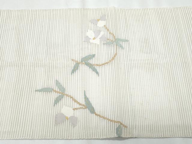 平和屋着物＊夏物　八寸名古屋帯　絽綴れ　枝花文　金糸　正絹　逸品　CABJ4478fb