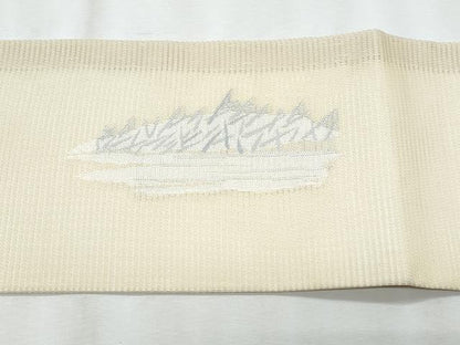 平和屋着物＊夏物　九寸名古屋帯　筏人物文　銀糸　正絹　逸品　CABJ4479fb