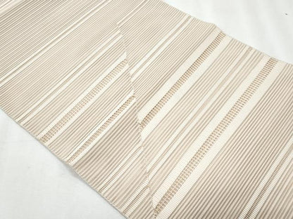 平和屋着物＊夏物　八寸名古屋帯　絽綴れ　横段文　松葉色　正絹　逸品　CABJ4480fb