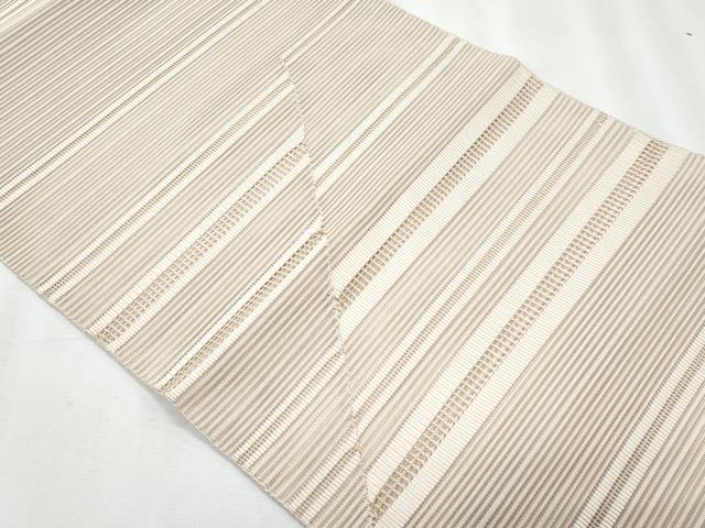 平和屋着物＊夏物　八寸名古屋帯　絽綴れ　横段文　松葉色　正絹　逸品　CABJ4480fb