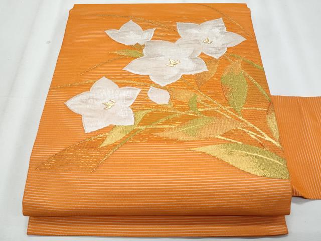 平和屋着物＊夏物　九寸名古屋帯　桔梗　金銀糸　正絹　逸品　CABJ4482fb