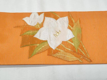 平和屋着物＊夏物　九寸名古屋帯　桔梗　金銀糸　正絹　逸品　CABJ4482fb