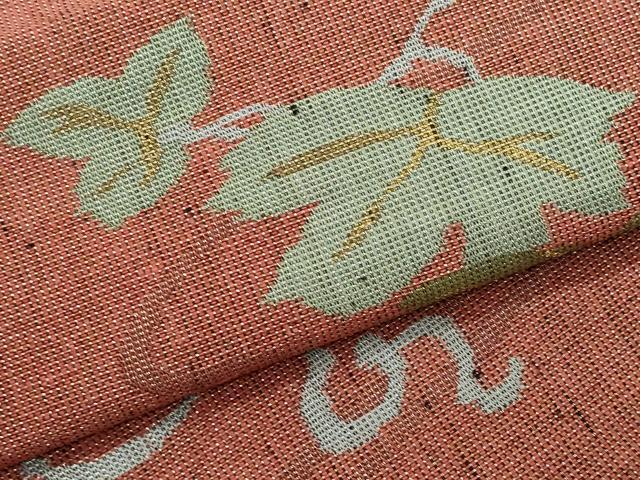 平和屋着物＊夏物　八寸名古屋帯　蔦の葉文　金糸　正絹　逸品　CABJ4483fb
