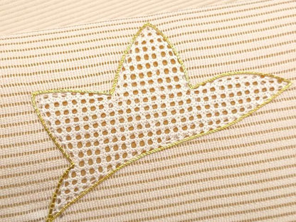 平和屋着物＊夏物　九寸名古屋帯　絽綴れ　総絞り　駒刺繍　横笛楓文　金銀糸　正絹　逸品　CABJ4484fb