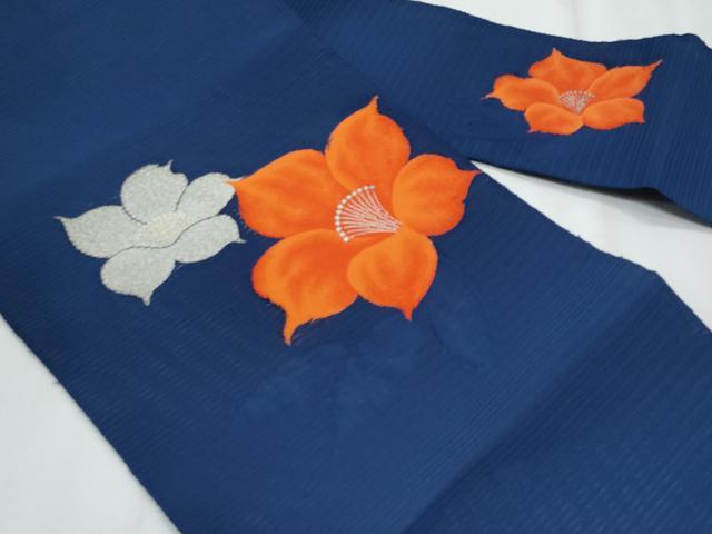 平和屋着物＊夏物　八寸　絽綴れ　草花文　銀糸　名古屋帯　正絹　逸品　CABJ4485fb