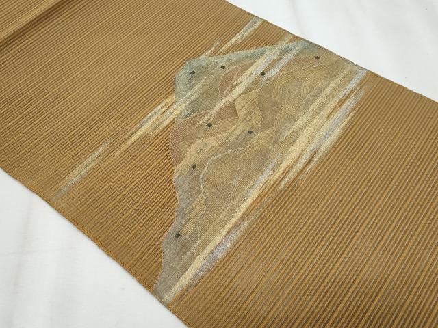 平和屋着物＊夏物　八寸名古屋帯　絽綴れ　遠山文　金銀糸　正絹　逸品　CABJ4486fb