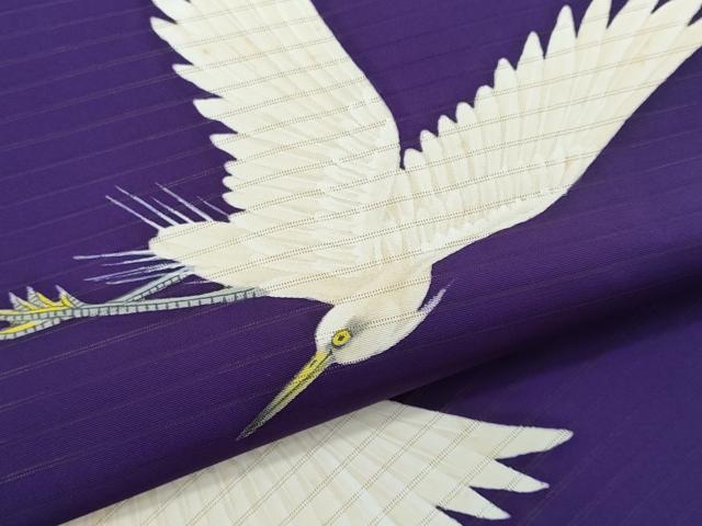 平和屋着物＊夏物　塩瀬　九寸名古屋帯　手描き　鷺　金彩　正絹　逸品　CABJ4487fb