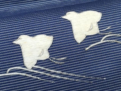 平和屋着物＊夏物　九寸名古屋帯　総刺繍　駒刺繍　千鳥　正絹　逸品　CABJ4490fb