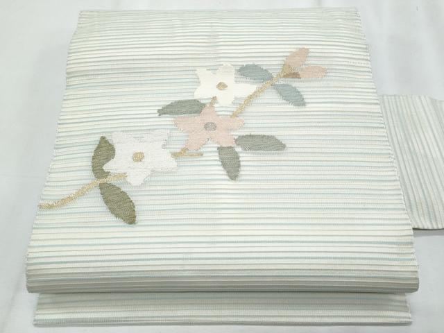 平和屋着物＊夏物　九寸名古屋帯　絽綴れ　枝花文　金銀糸　正絹　逸品　CABJ4492fb