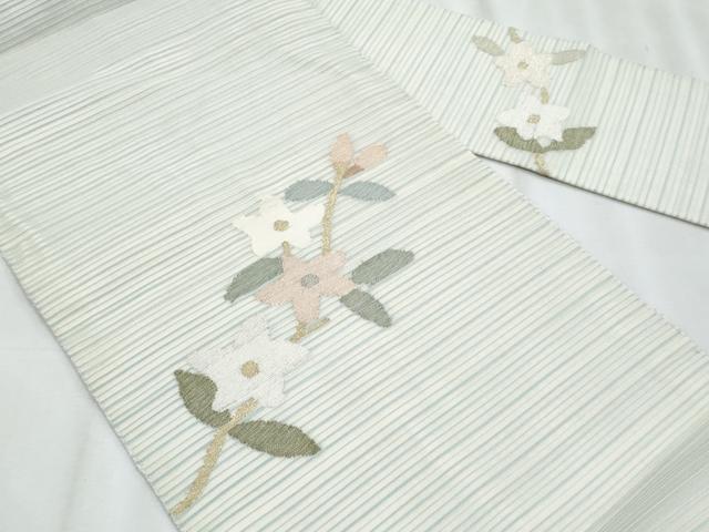 平和屋着物＊夏物　九寸名古屋帯　絽綴れ　枝花文　金銀糸　正絹　逸品　CABJ4492fb