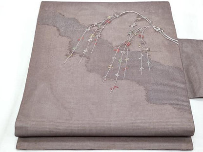 平和屋着物＊夏物　九寸名古屋帯　総刺繍　道長枝垂れ柳　金銀糸　正絹　逸品　CABJ4493fb