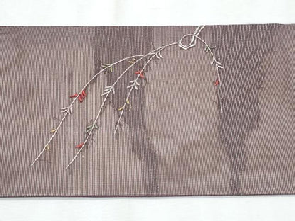 平和屋着物＊夏物　九寸名古屋帯　総刺繍　道長枝垂れ柳　金銀糸　正絹　逸品　CABJ4493fb