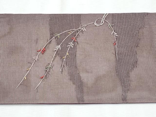 平和屋着物＊夏物　九寸名古屋帯　総刺繍　道長枝垂れ柳　金銀糸　正絹　逸品　CABJ4493fb
