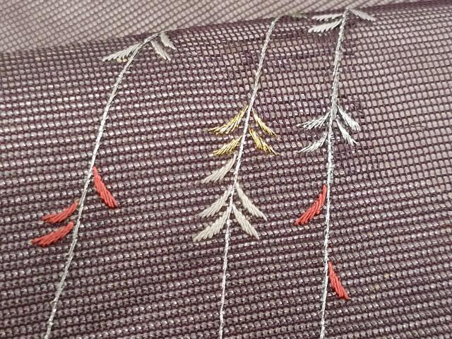 平和屋着物＊夏物　九寸名古屋帯　総刺繍　道長枝垂れ柳　金銀糸　正絹　逸品　CABJ4493fb
