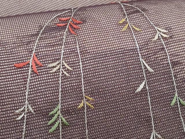 平和屋着物＊夏物　九寸名古屋帯　総刺繍　道長枝垂れ柳　金銀糸　正絹　逸品　CABJ4493fb