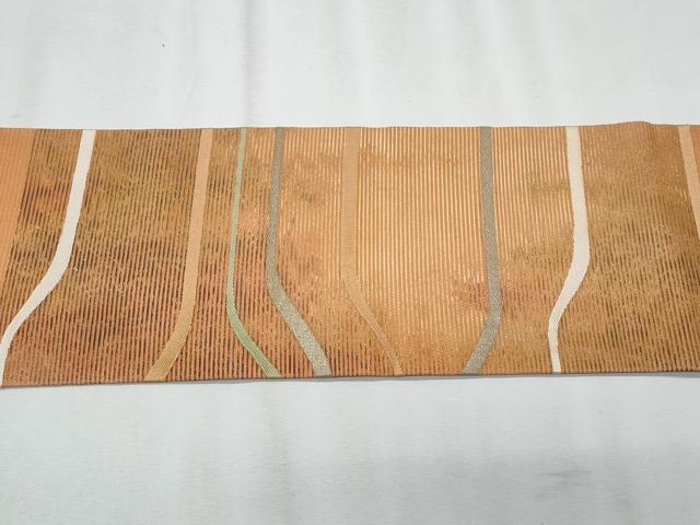 平和屋着物＊夏物　九寸名古屋帯　幾何学文様　銀糸　正絹　逸品　CABJ4495fb