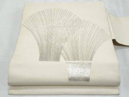 平和屋着物＊夏物　九寸名古屋帯　駒刺繍　抽象文様　正絹　逸品　CABJ4496fb