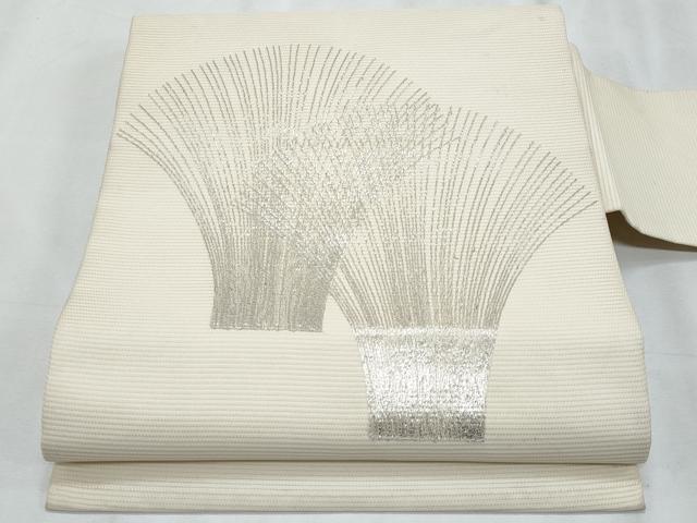 平和屋着物＊夏物　九寸名古屋帯　駒刺繍　抽象文様　正絹　逸品　CABJ4496fb