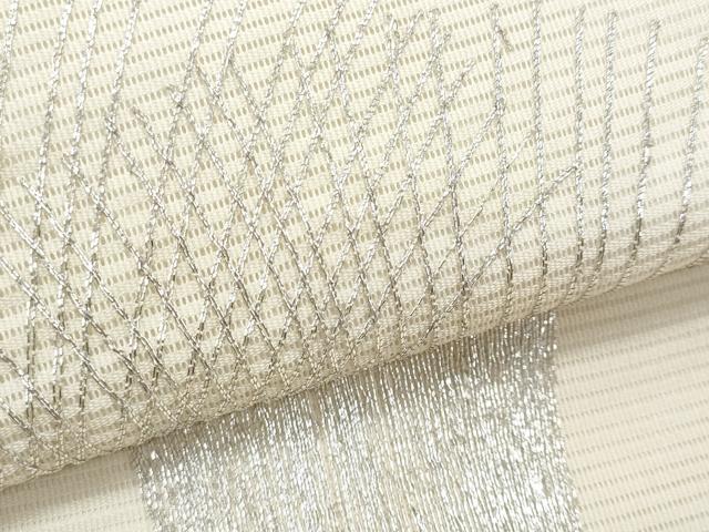 平和屋着物＊夏物　九寸名古屋帯　駒刺繍　抽象文様　正絹　逸品　CABJ4496fb