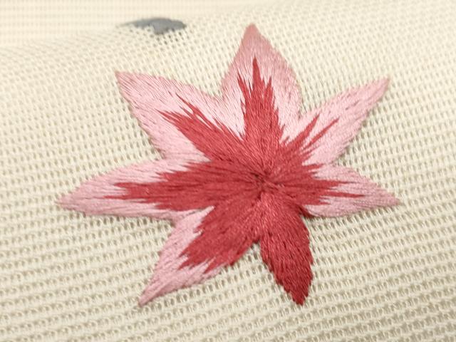 平和屋着物＊夏物　九寸名古屋帯　総刺繍　鹿　楓　正絹　逸品　CABJ4500fb