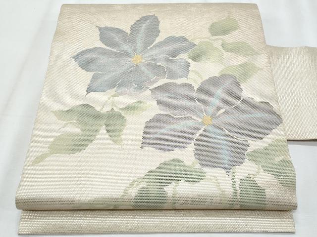 平和屋着物＊夏物　九寸名古屋帯　枝花文　正絹　逸品　CABJ4504fb