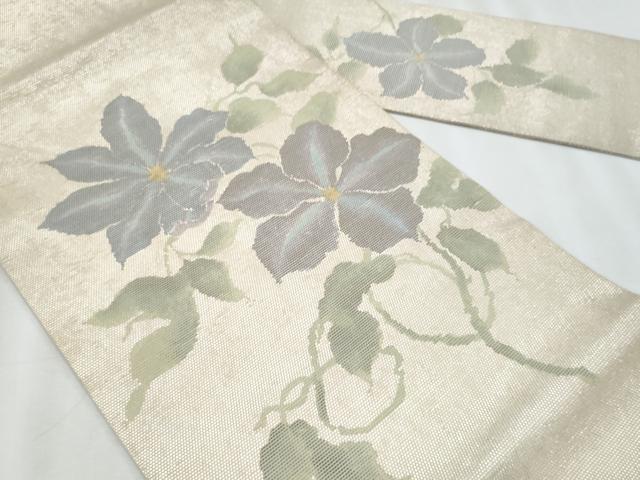 平和屋着物＊夏物　九寸名古屋帯　枝花文　正絹　逸品　CABJ4504fb