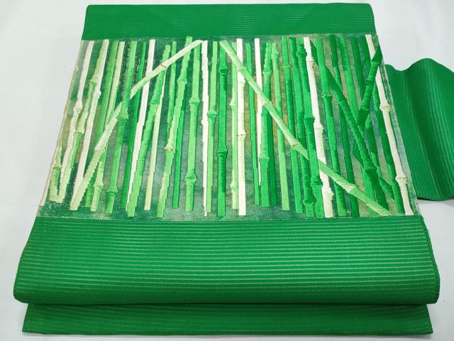 平和屋着物＊夏物　九寸名古屋帯　唐織　竹並び　金糸　正絹　逸品　CABJ4508fb